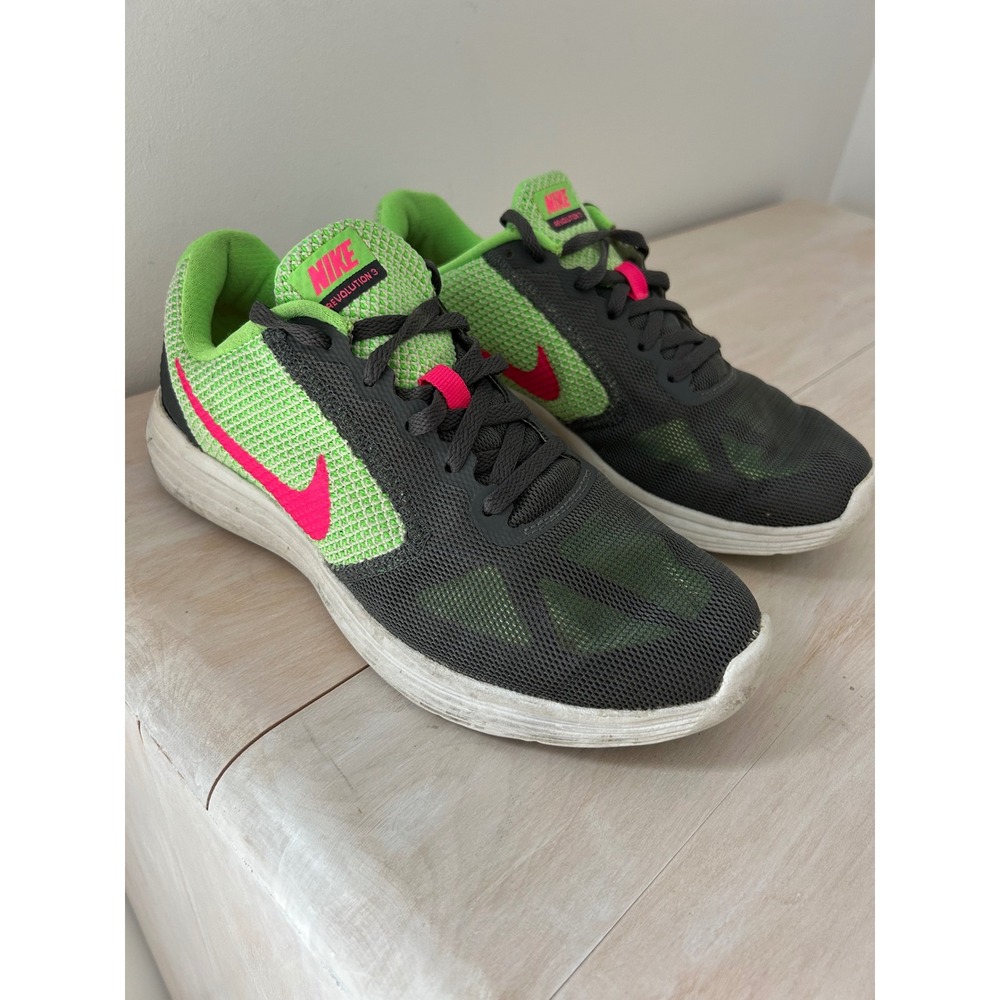 Nike Revolution 3 Womens Running Shoes Grey Green Pink 819303-300 Size 9